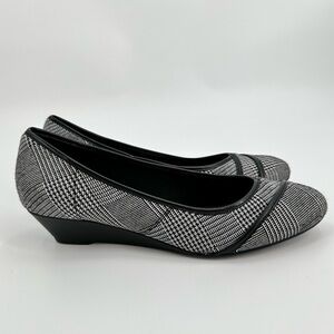 C.P. Company Women’s Robin Black & White Fabric & Patent Comfort Wedges Sz 9.5M